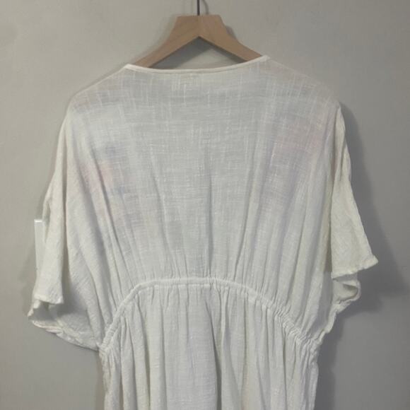 ODDY White Embroidered Floral Tassel Tie Kimono Duster Boho Short Sleeve OS - Picture 8 of 13